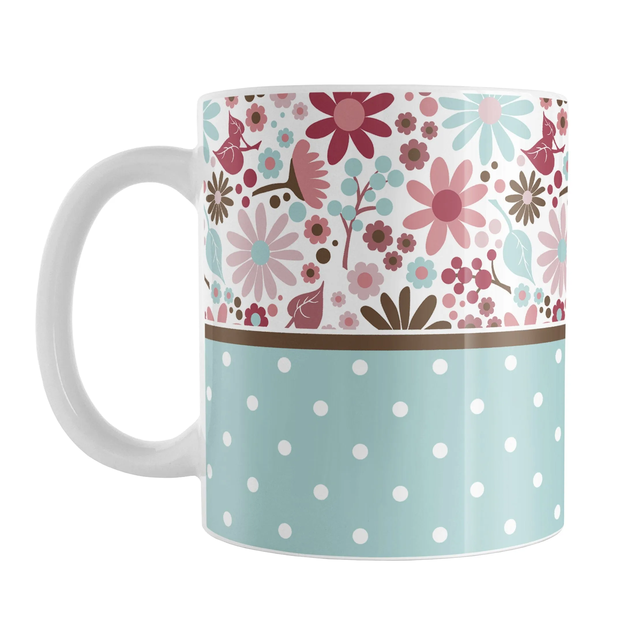 Berry Blue Summer Flowers Polka Dot Mug