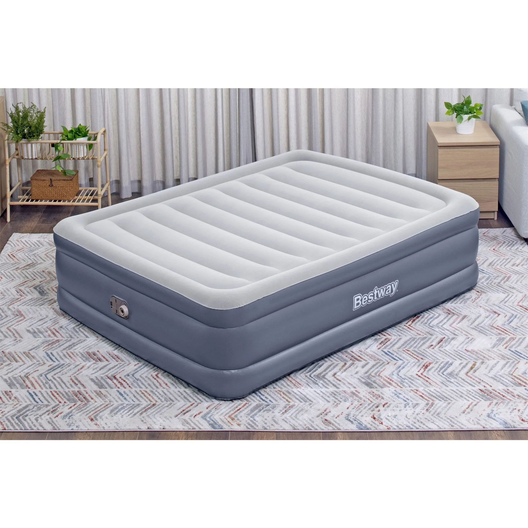 Bestway Tritech Air Mattress w/ Built-in AC Pump & Antimicrobial Coating, Queen