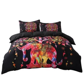 Black and Red Boho Duvet Cover and Pillowcase