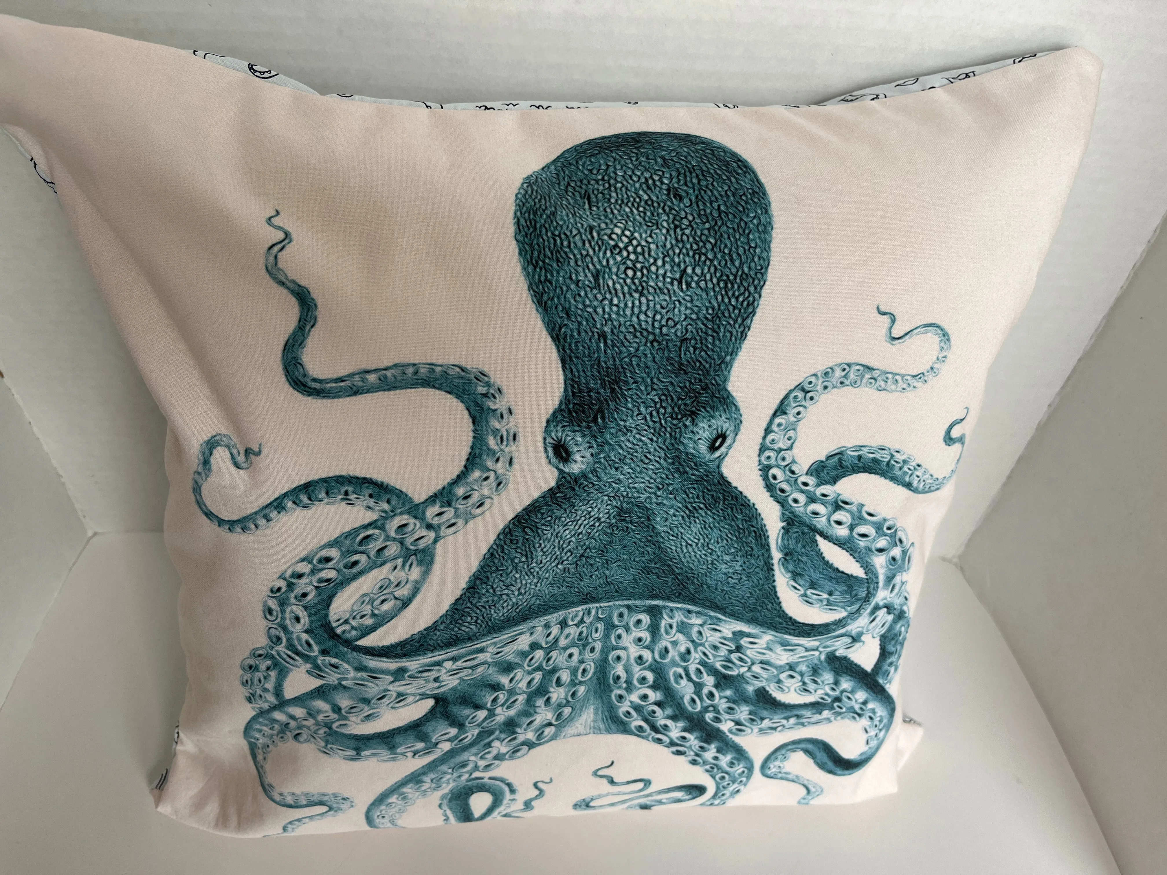 Blue Octopus Pillow Cover, Ocean Themed Decor