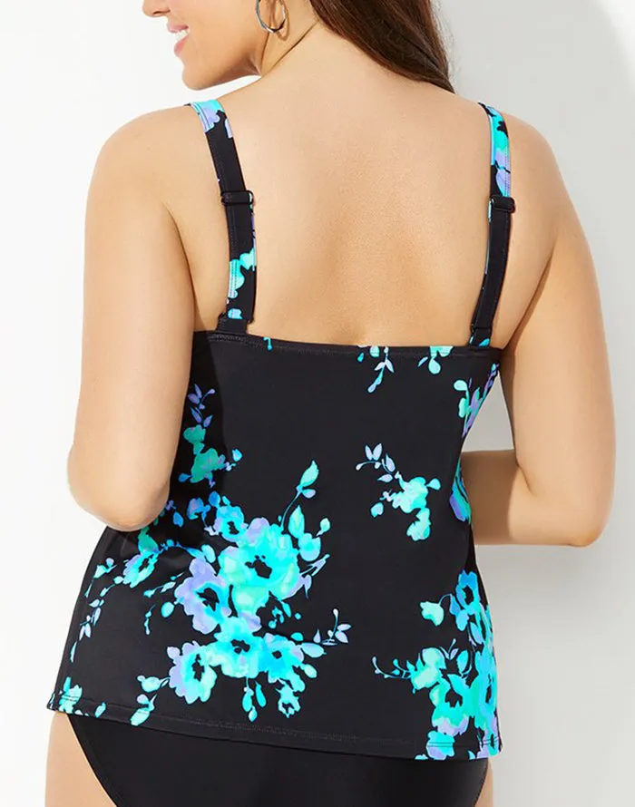 Blue Poppy Flared Tankini Set