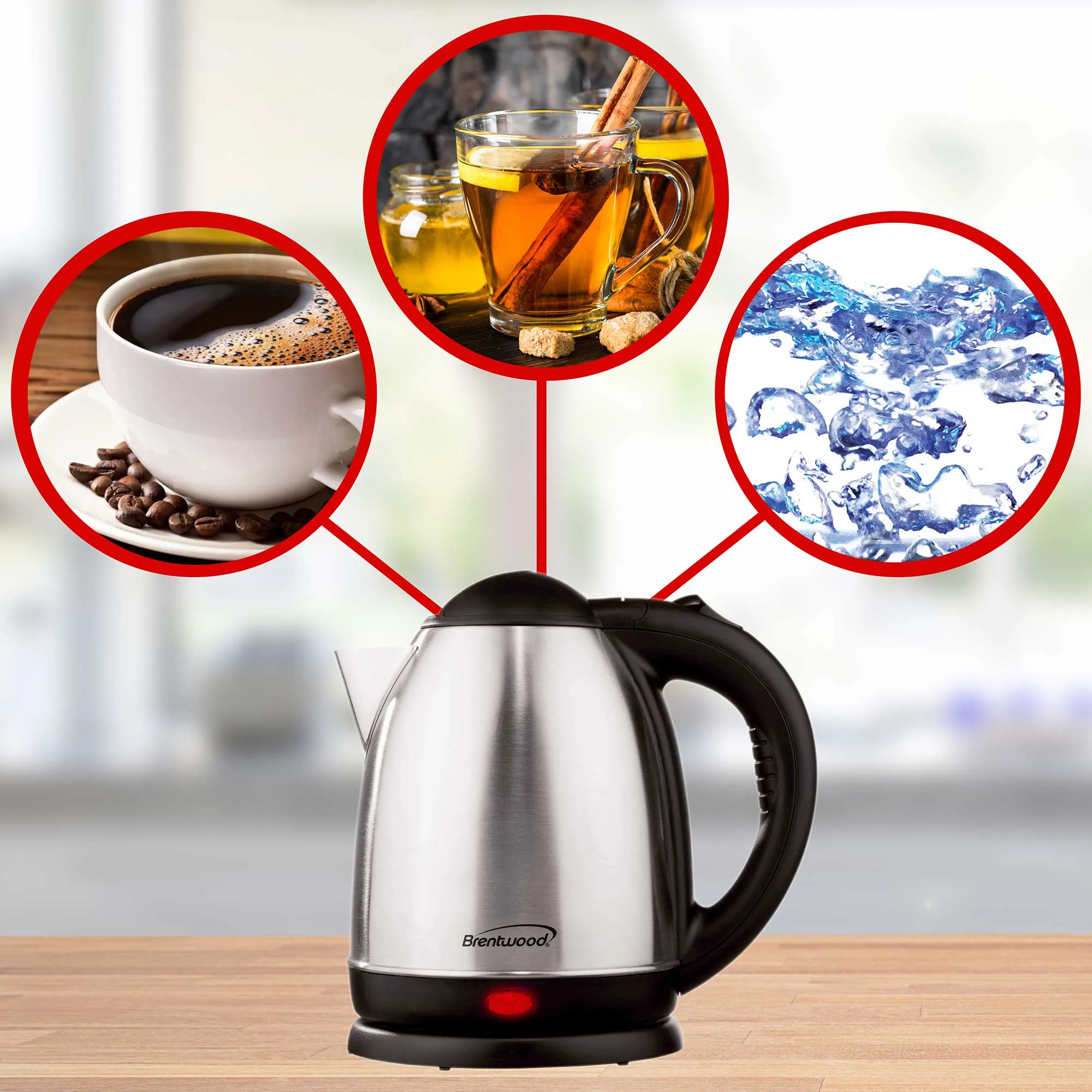 Brentwood KT-1780 1.5L Stainless Steel Cordless Electric Kettle