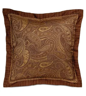 Brown Woven Paisley Euro Sham 27x27