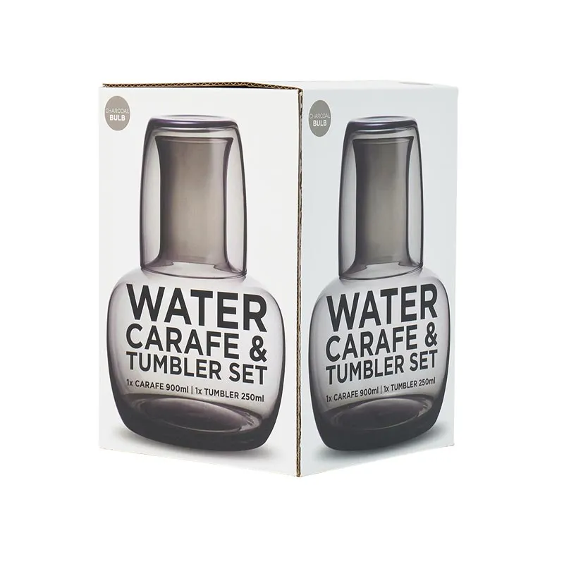 Bulb Water Carafe & Tumbler Set - Charcoal (900ml)