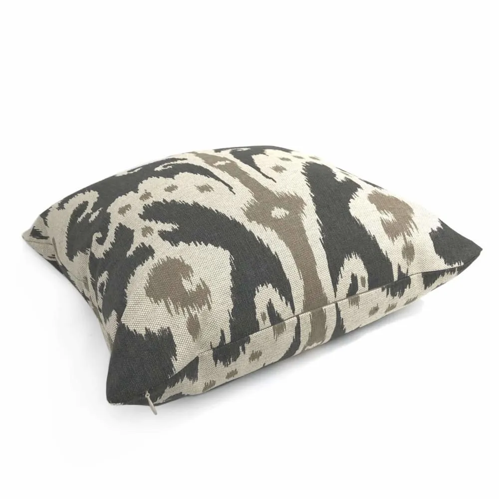 Casbah Charcoal Taupe Beige Ethnic Ikat Pillow Cover (Made from Lacefield Designs Fabric)