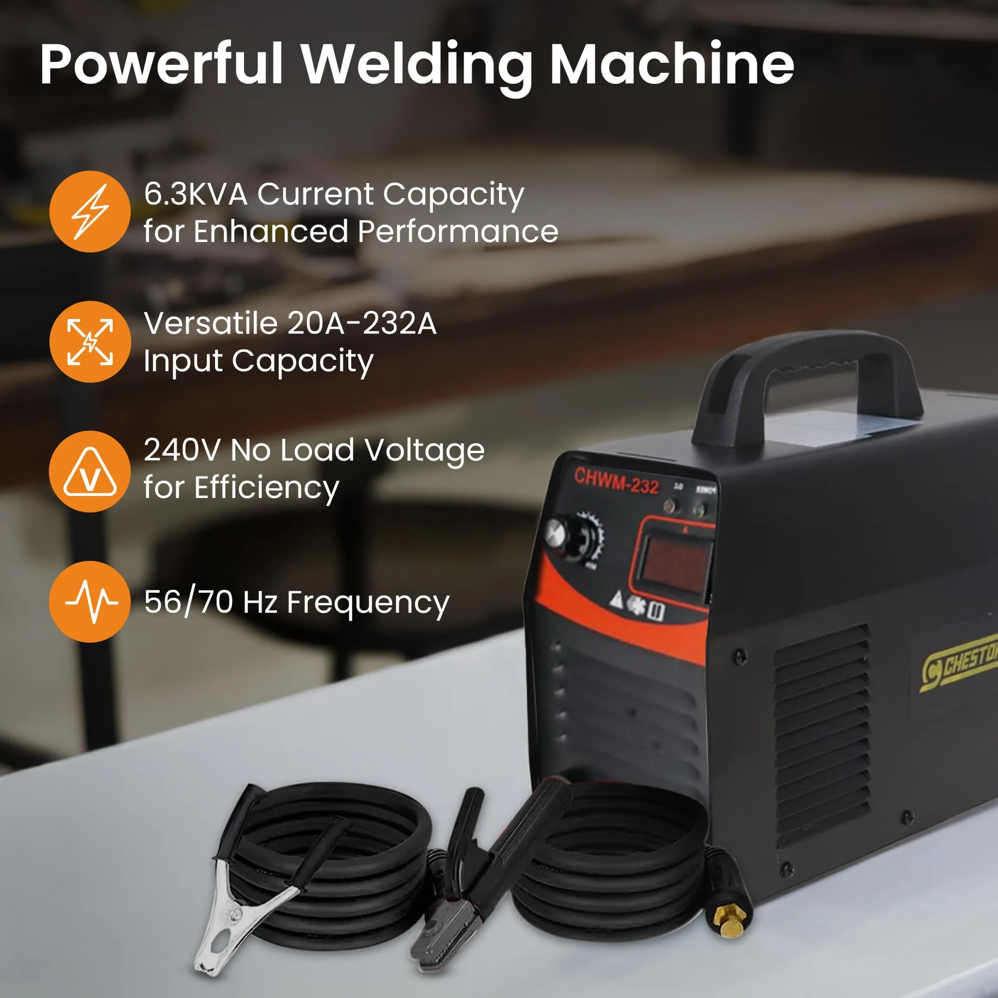 Cheston 232A Inverter Arc Welding Machine (MMA) LED Display Hot Start Welder Tool with Welding Cables, Goggles, Welding Rods & Other Accessories | For Steel, Iron, Copper, Aluminium & other Metals