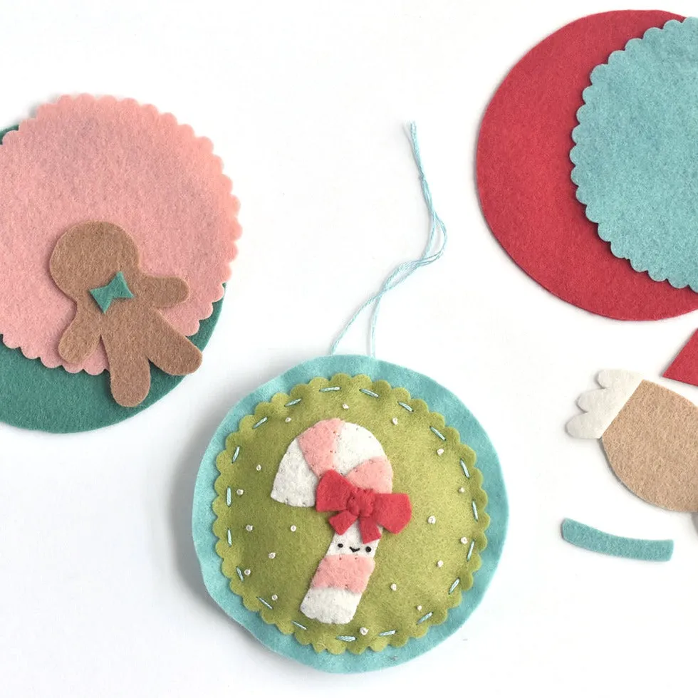 Classic Christmas Felt Ornaments Pattern, Wild Olive