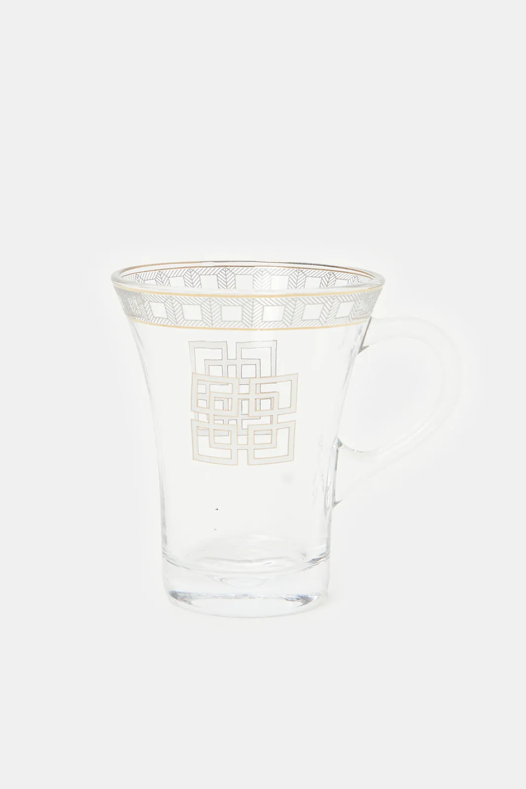 Clear Geometric Glass Tea Cup & Saucer (2 Piece)