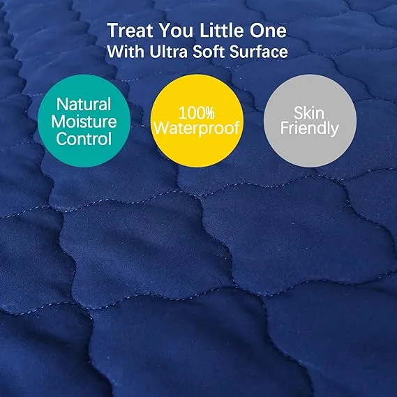 Crib Mattress Protector/ Pad Cover - Ultra Soft Microfiber, Waterproof, Navy (for Standard Crib/ Toddler Bed)