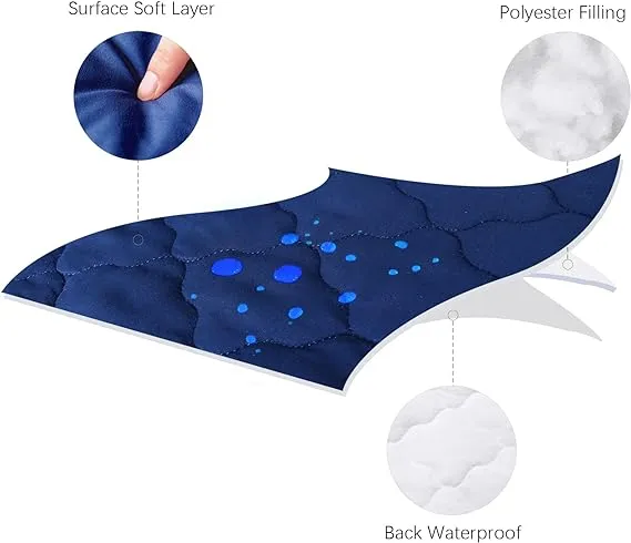 Crib Mattress Protector/ Pad Cover - Ultra Soft Microfiber, Waterproof, Navy (for Standard Crib/ Toddler Bed)