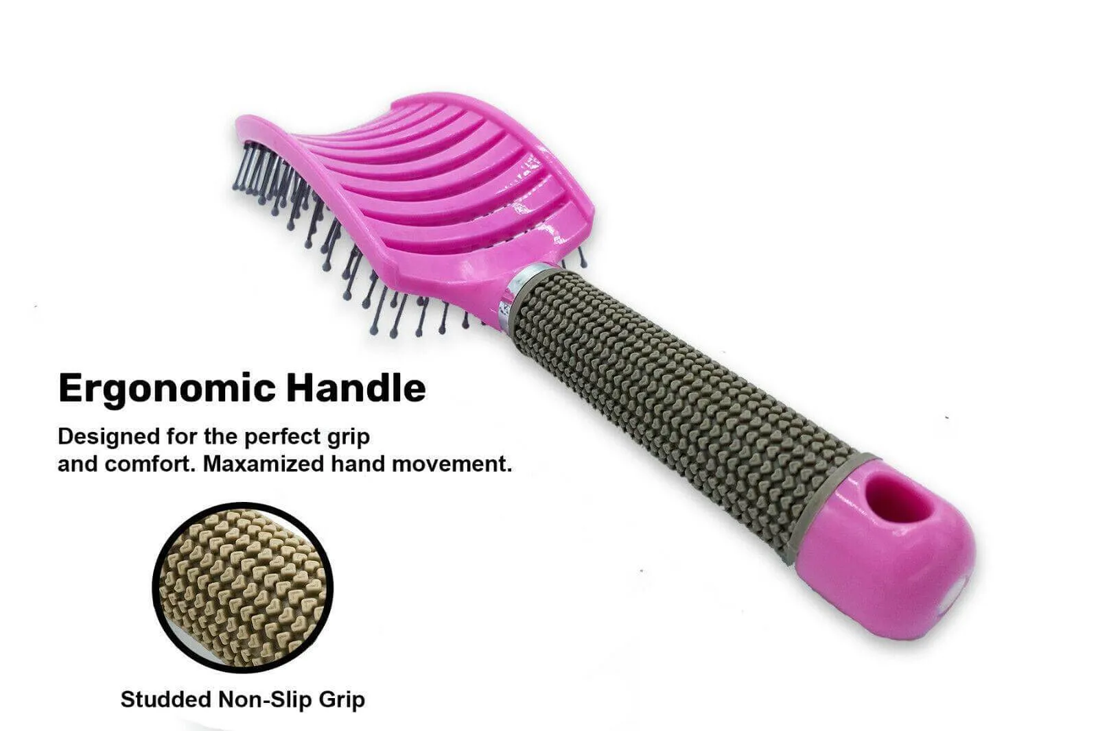 Curved Vented Hair Scalp Massage Brush - Anti-Static Detangling Comb for Curly Hair Styling and Salon Use