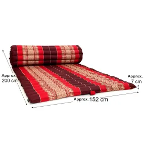 Day bed XXL Large Queen sized Roll Out Mattress Foldout Mat relaxation, day bed, camping or Yoga Matt Natural Kapok Filled_ 155 cm x 200 cm  RED