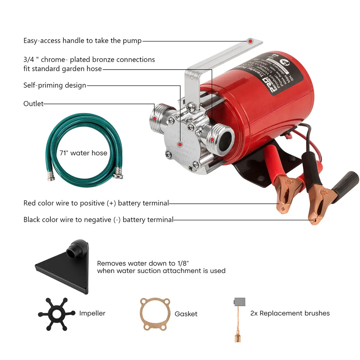 DC 1/10HP Mini Portable Water Transfer Pump