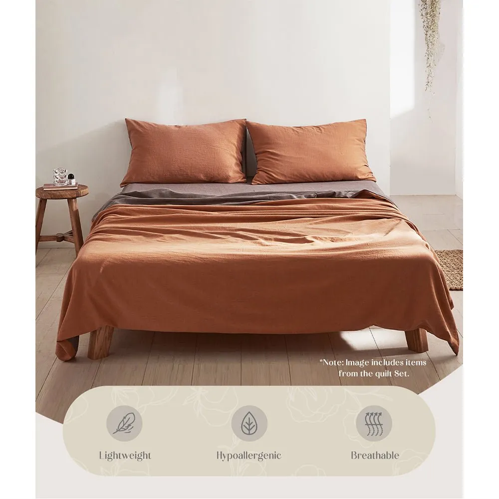 Deluxe Sheet Set Cotton Sheets Queen Orange Brown