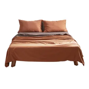 Deluxe Sheet Set Cotton Sheets Queen Orange Brown