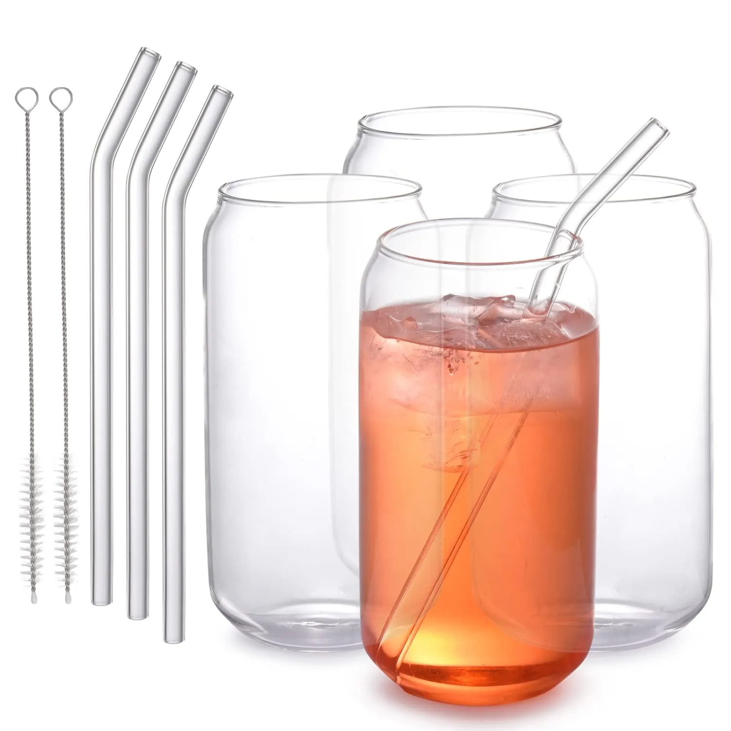 Drinking Glasses With Glass Straw - Tumbler Glasses For Iced Coffee