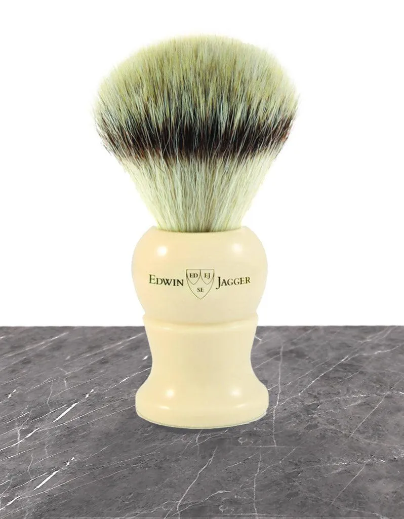 Edwin Jagger - 1EJ287SYNST English Shaving Brush, Imitation Ivory with Synthetic Silver Tip Fiber, Medium