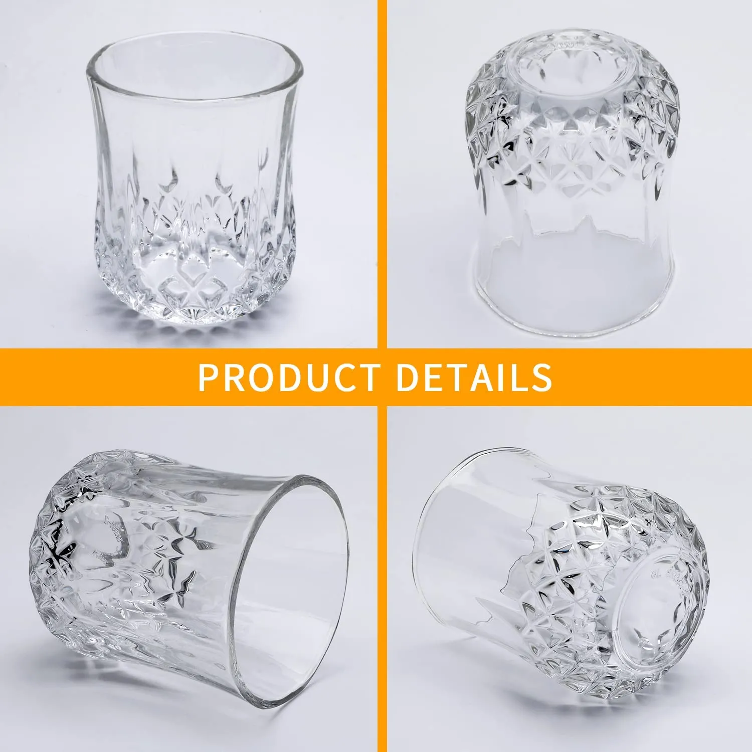 EK CHIC HOME 7oz Drinking Glass, Fine Bar Glasses for Cocktails