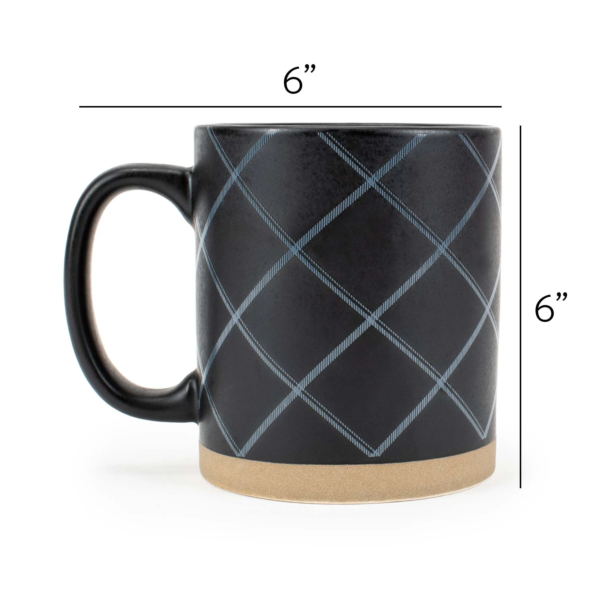 Elanze Designs Modern Plaid Raw Clay Bottom Colorful 13 ounce Ceramic Coffee Mugs Set of 4