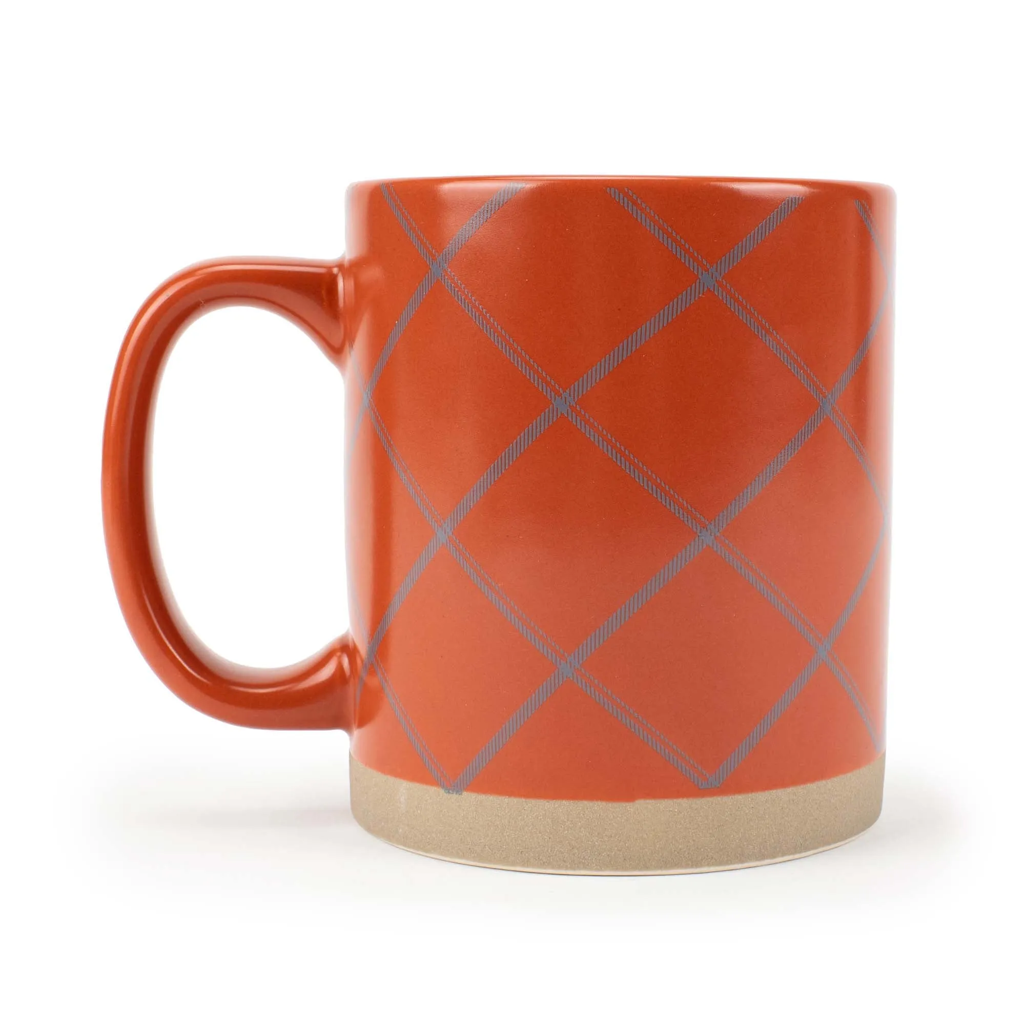 Elanze Designs Modern Plaid Raw Clay Bottom Colorful 13 ounce Ceramic Coffee Mugs Set of 4