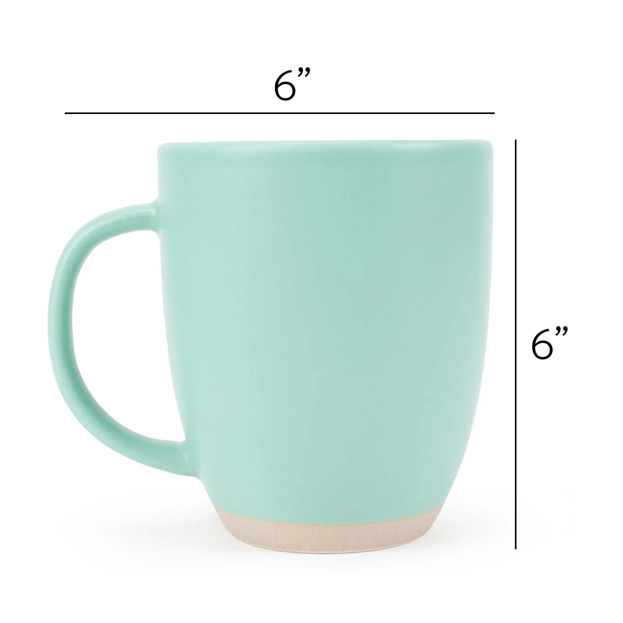 Elanze Designs Raw Clay Bottom Mint Green 13 ounce Ceramic Coffee Mugs Set of 4