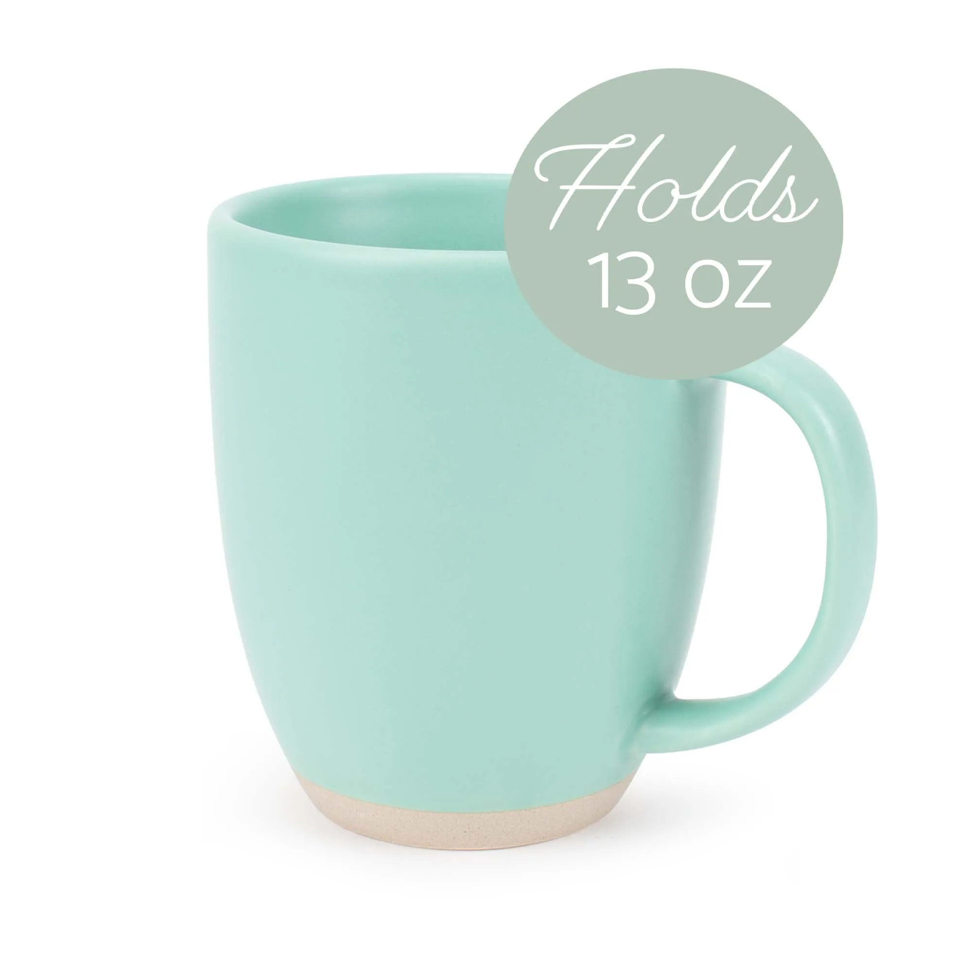 Elanze Designs Raw Clay Bottom Mint Green 13 ounce Ceramic Coffee Mugs Set of 4