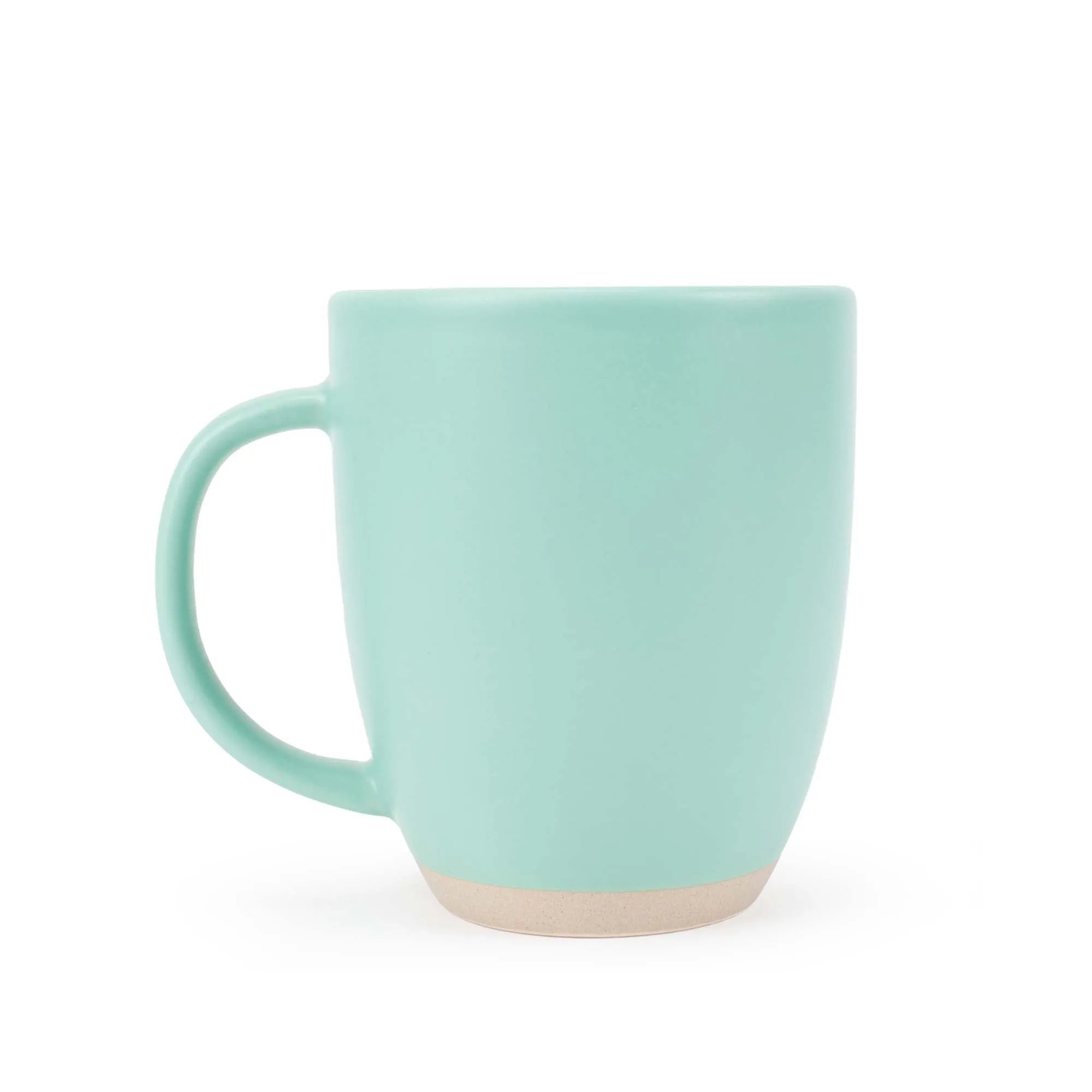 Elanze Designs Raw Clay Bottom Mint Green 13 ounce Ceramic Coffee Mugs Set of 4