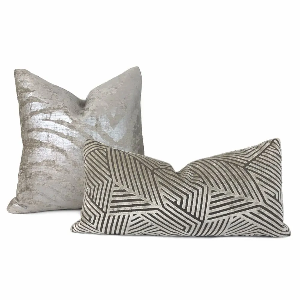 Electra Silver Taupe Tiger Stripe Chenille Pillow Cover