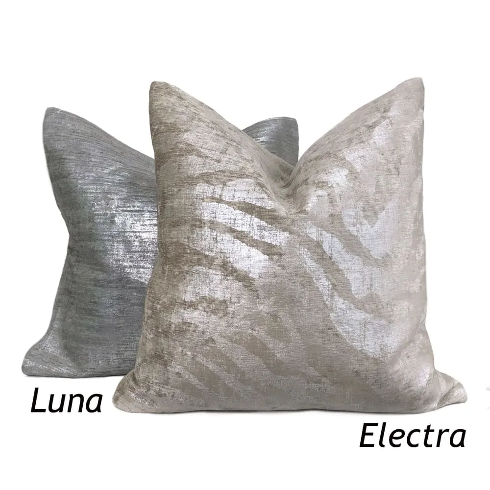 Electra Silver Taupe Tiger Stripe Chenille Pillow Cover