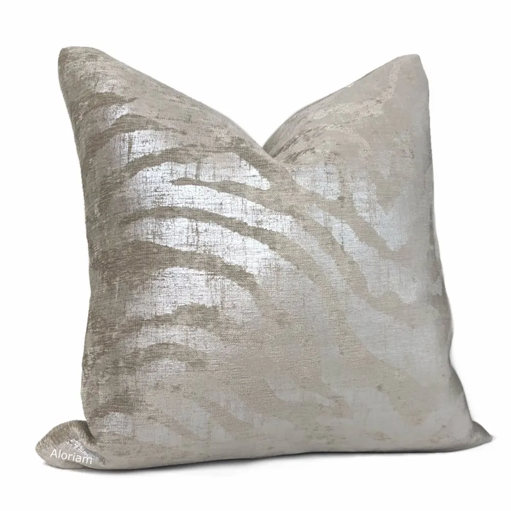 Electra Silver Taupe Tiger Stripe Chenille Pillow Cover