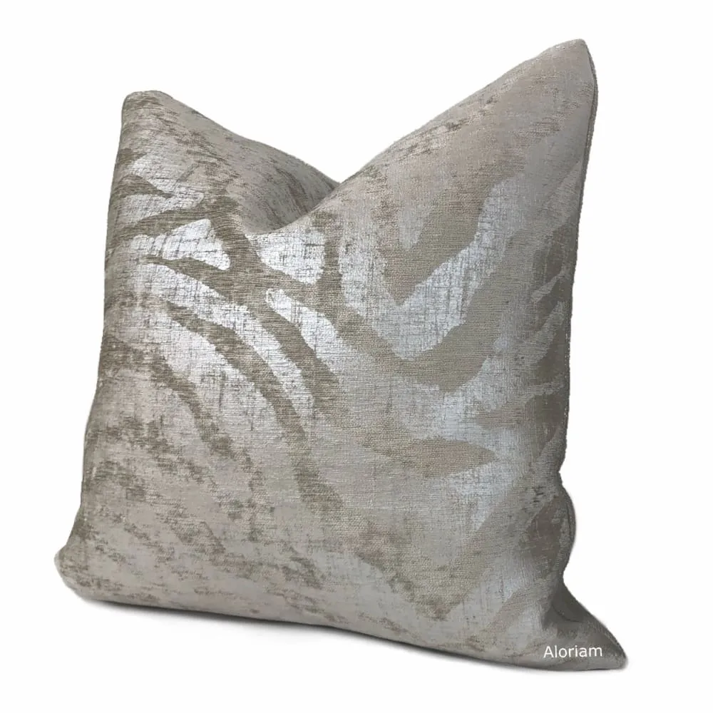 Electra Silver Taupe Tiger Stripe Chenille Pillow Cover