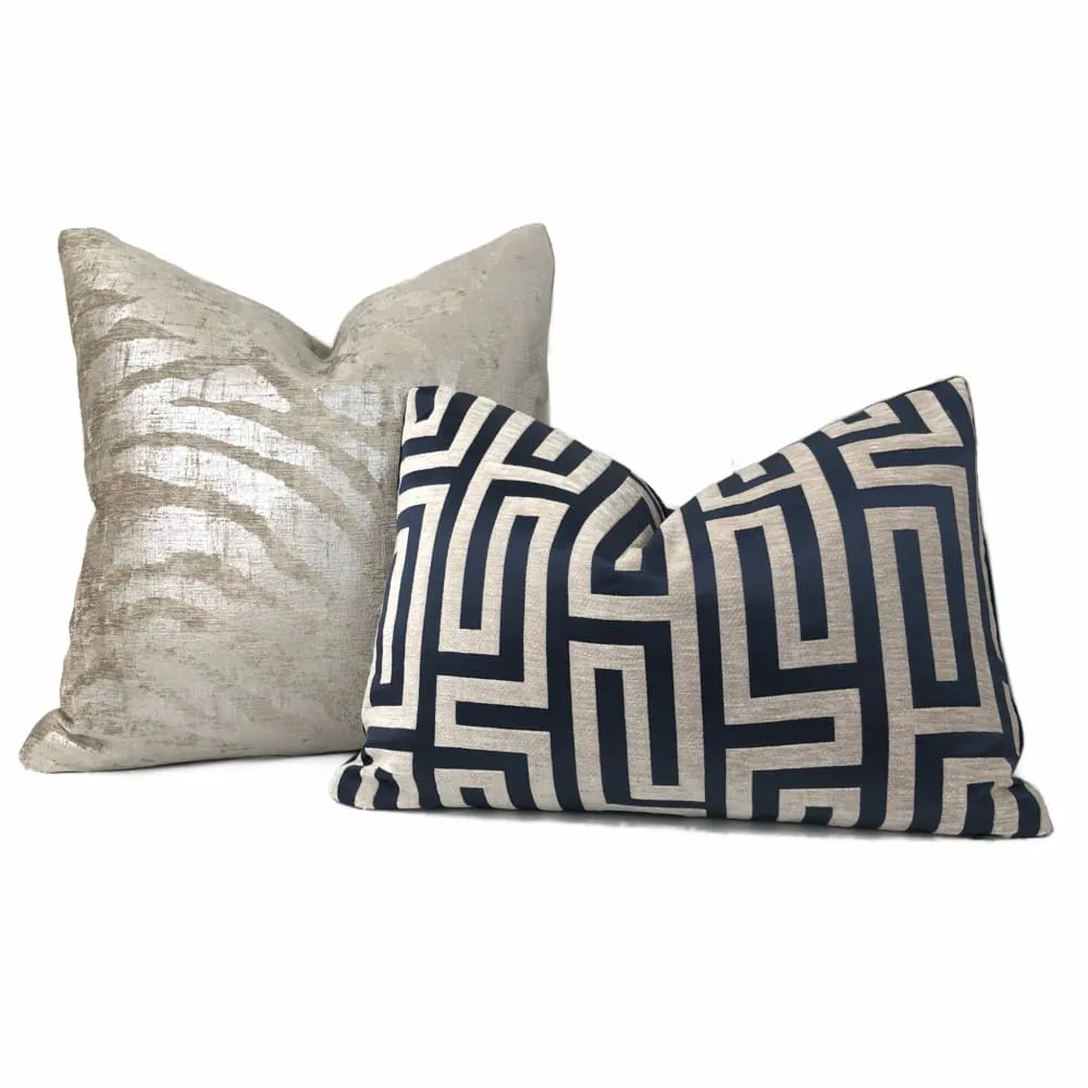 Electra Silver Taupe Tiger Stripe Chenille Pillow Cover