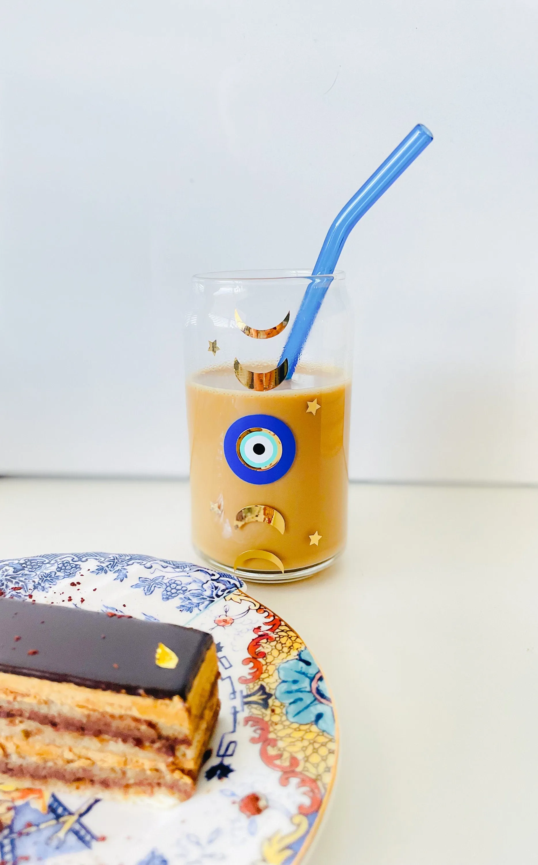 Evil Eye Moon Phases Glass Soda Beer With Glass Straw Moon Phases Glass Evil Eye Mug