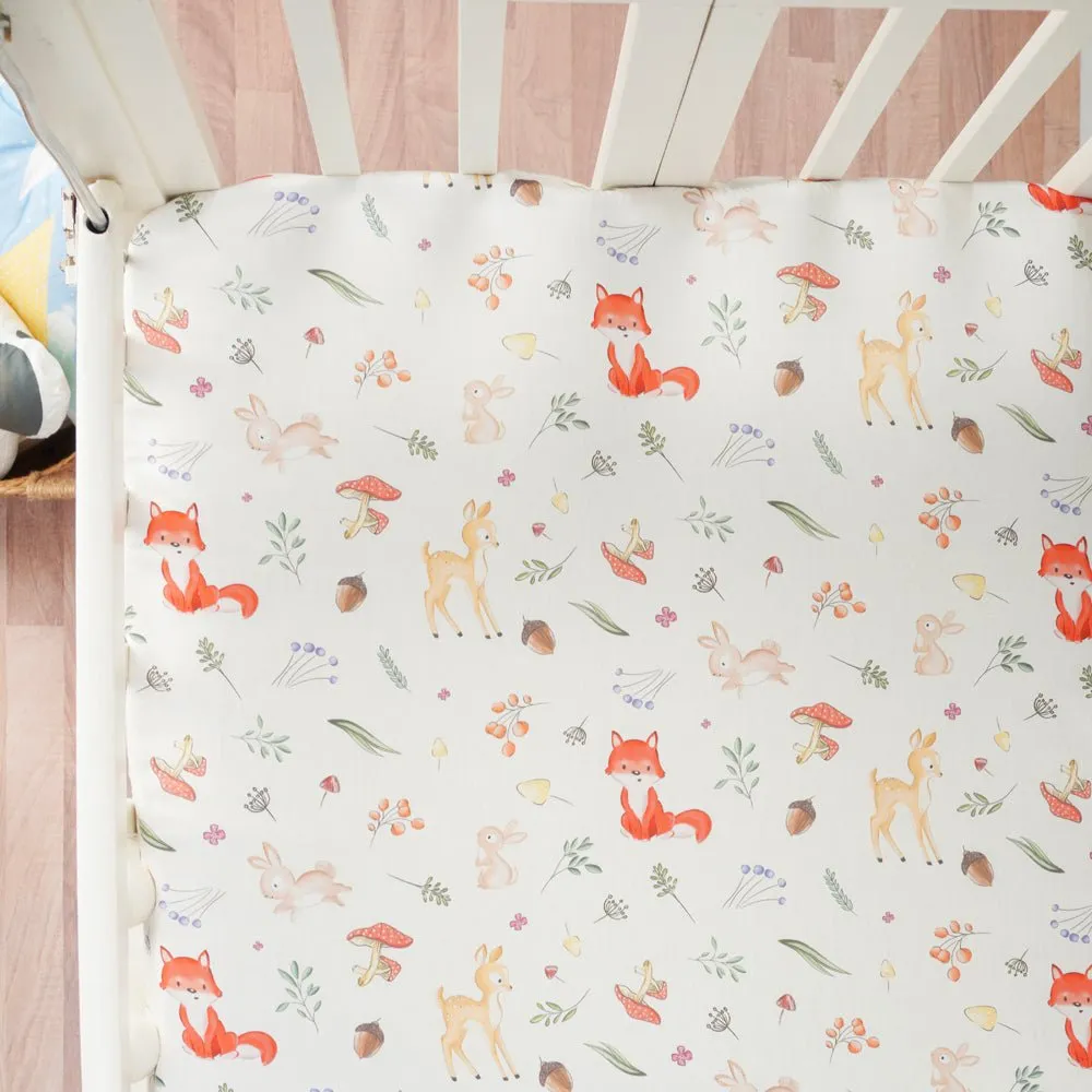 Fancy Fluff Organic Cot Bedsheet- Woodland