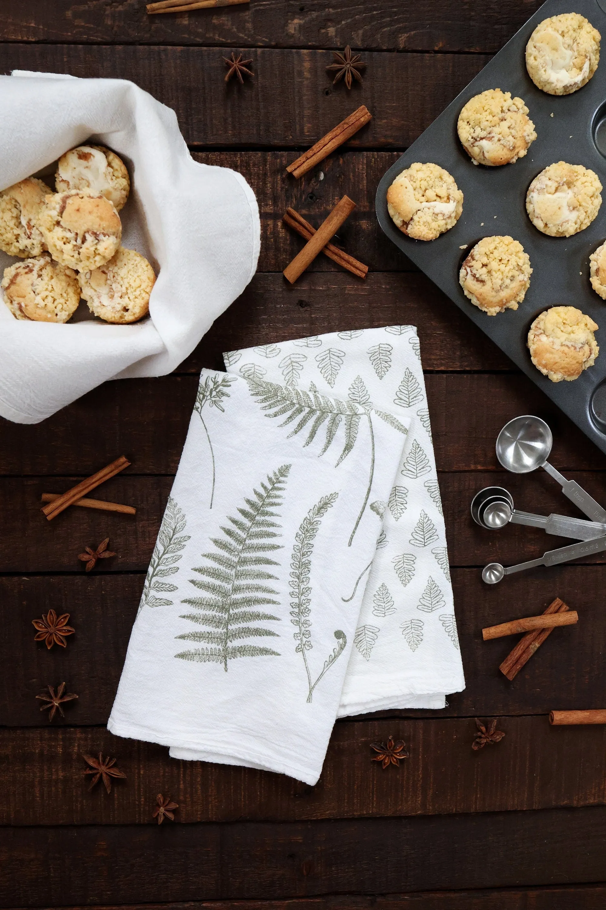 Fern Fronds Pattern Tea Towel Set of 2