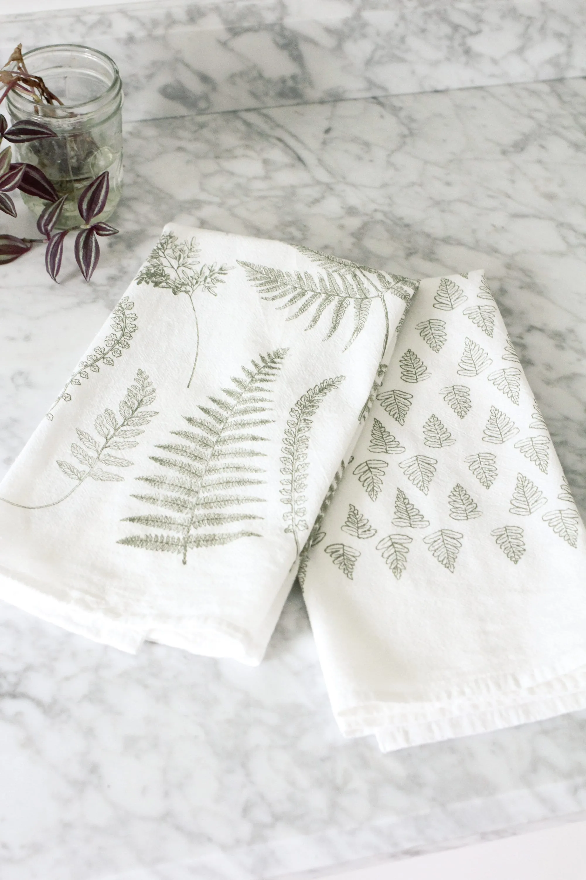 Fern Fronds Pattern Tea Towel Set of 2