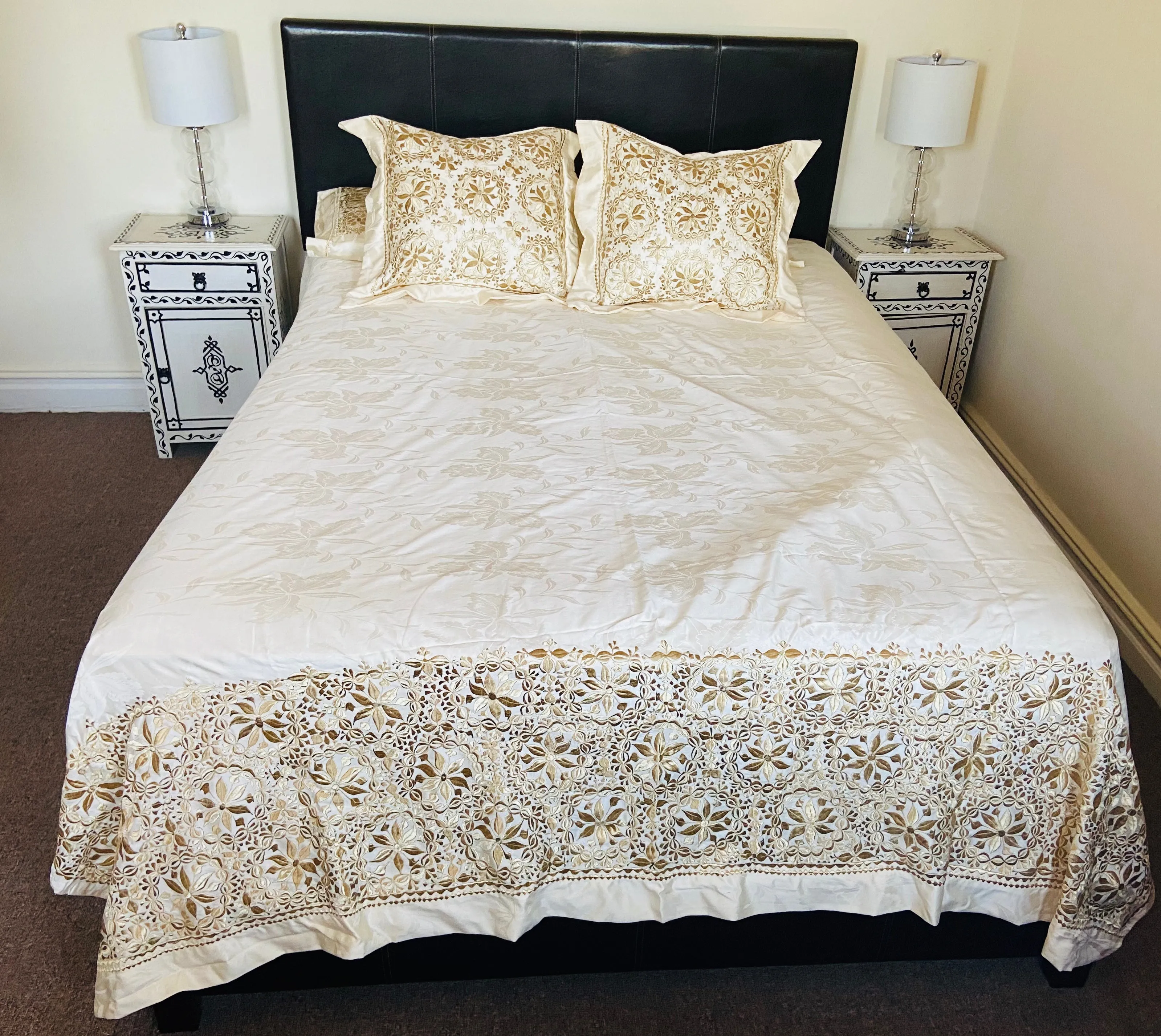 Floral Moroccan Hand Embroidered Bedding Set