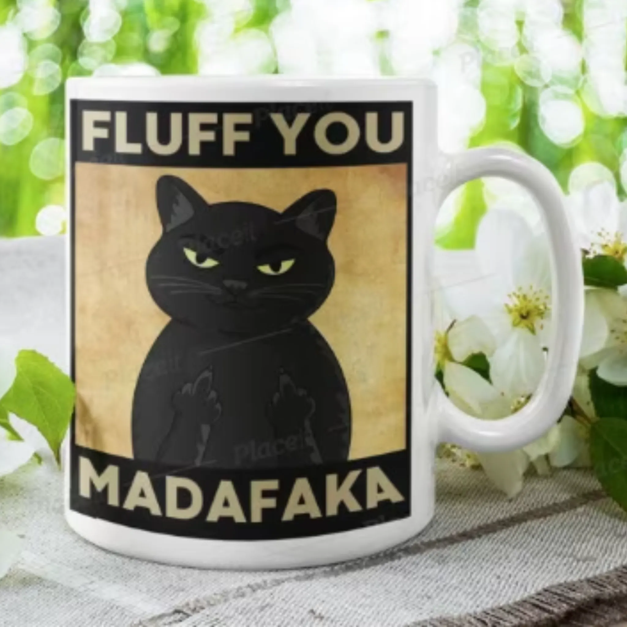 fluff you Madafakas Mug,black cat coffee mug