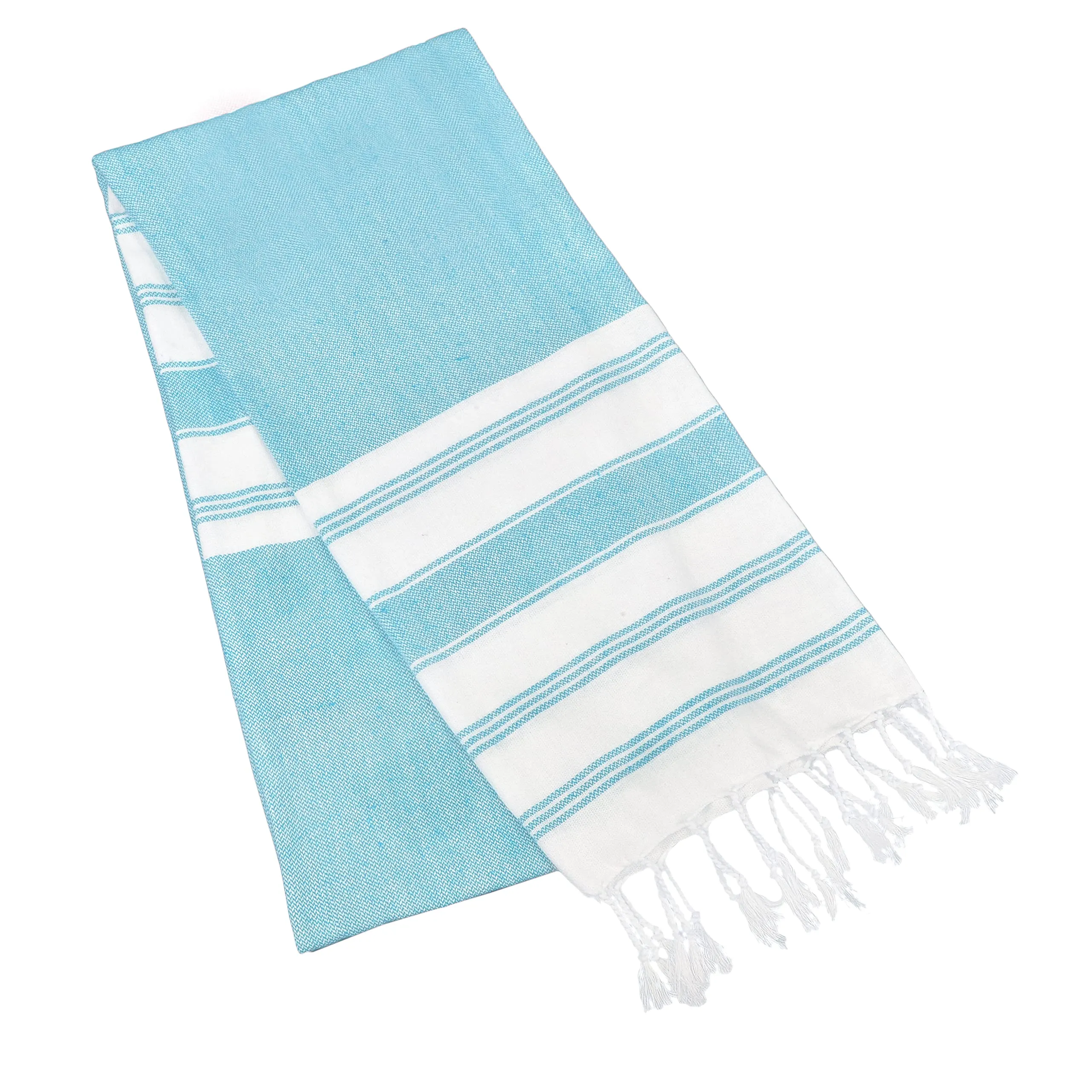 GLAMBURG Peshtemal Turkish Towel - Beach Towels Oversized 36x71 Set of 2, Cotton Beach Towels for Adults, Soft Durable Absorbent Extra Large Bath Sheet Hammam Towel - Aqua Blue