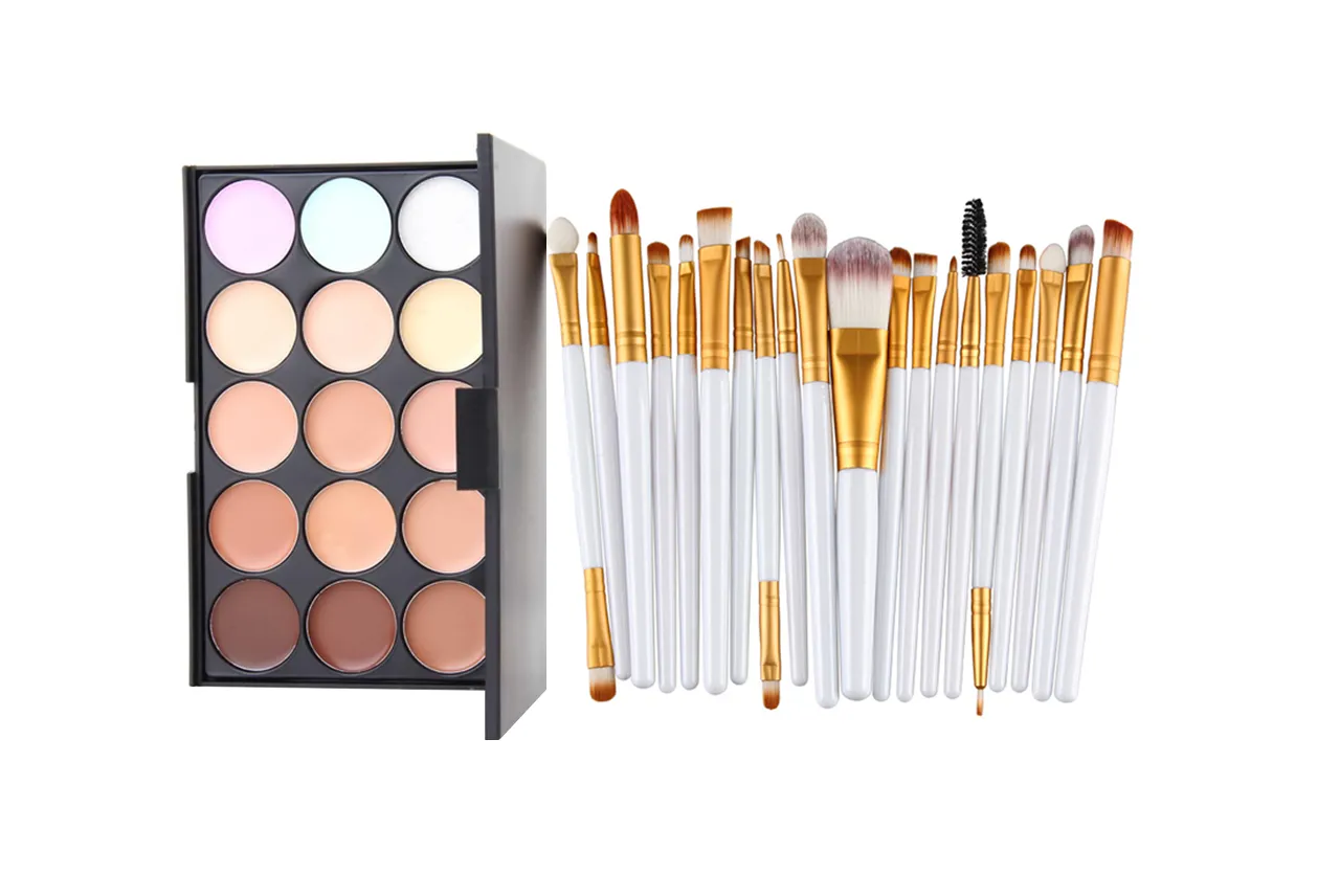 Glamza 20pc Makeup Brush Set & Contour Palette