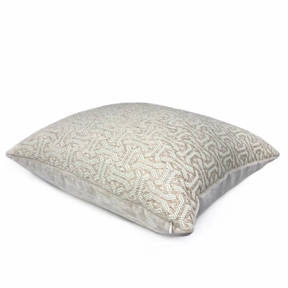 Gramercy I Aqua & Light Taupe Geometric Pillow Cover