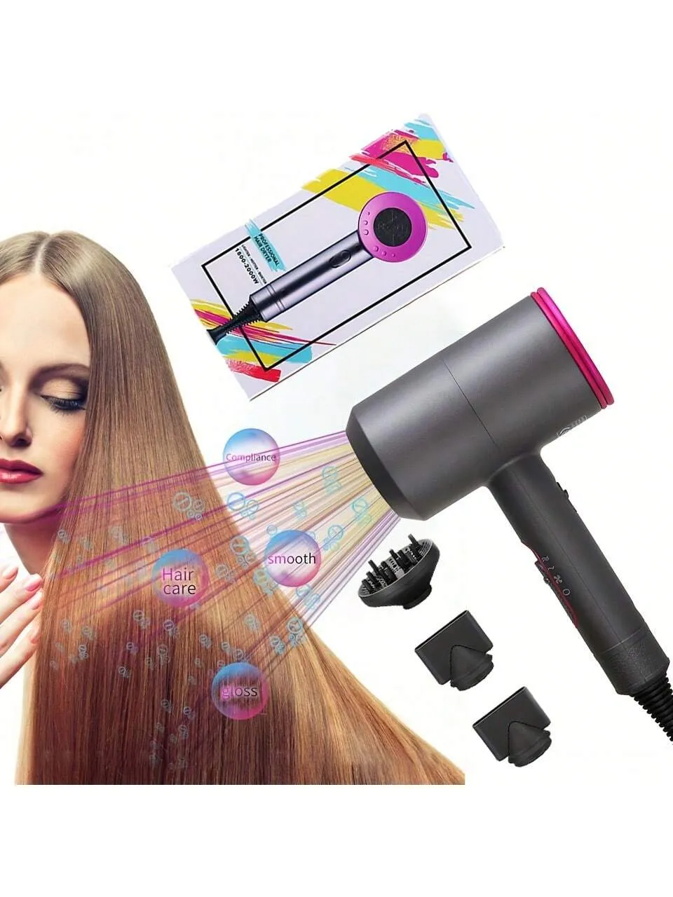 Hair Dryer With Diffuser Ionic Conditioning Powerful Fast Hairdryer Blow Dryer