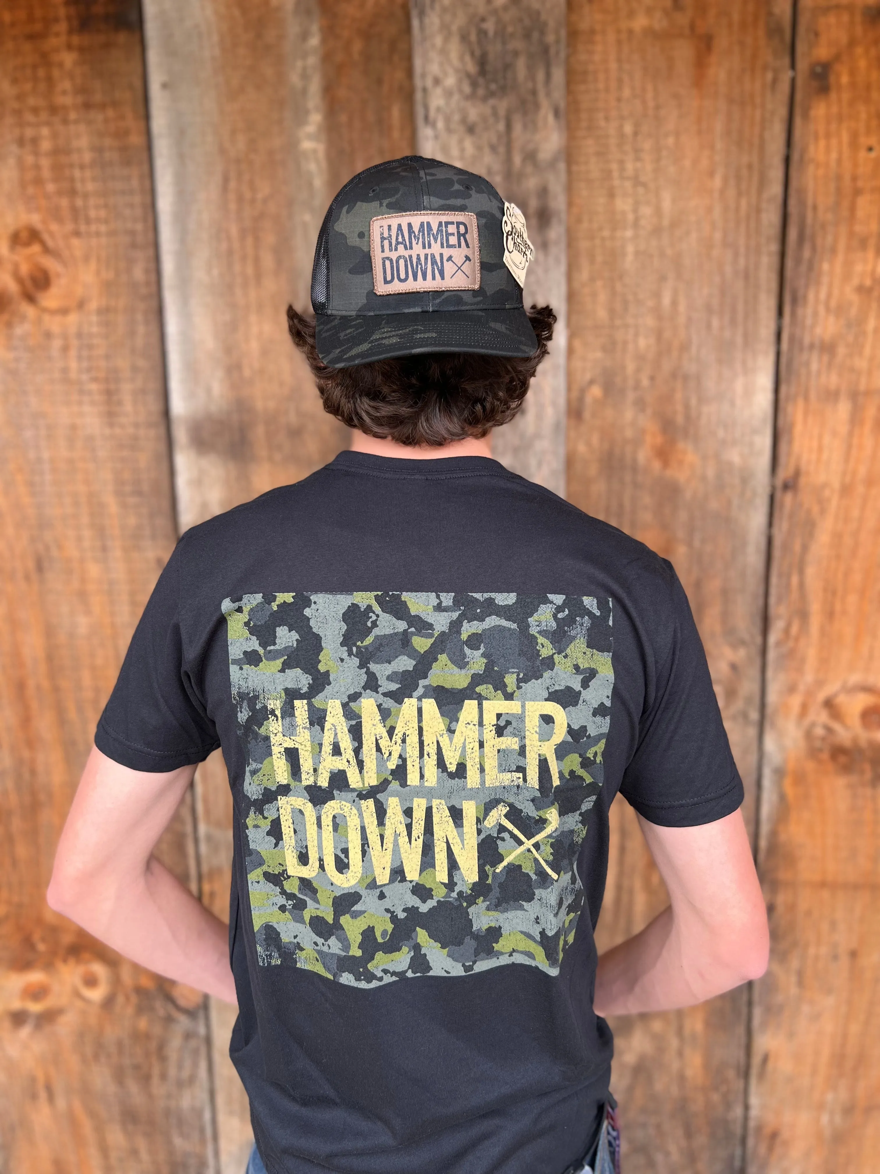 Hammer Down "Two Row Field Camo" Short Sleeve T-shirt - Black