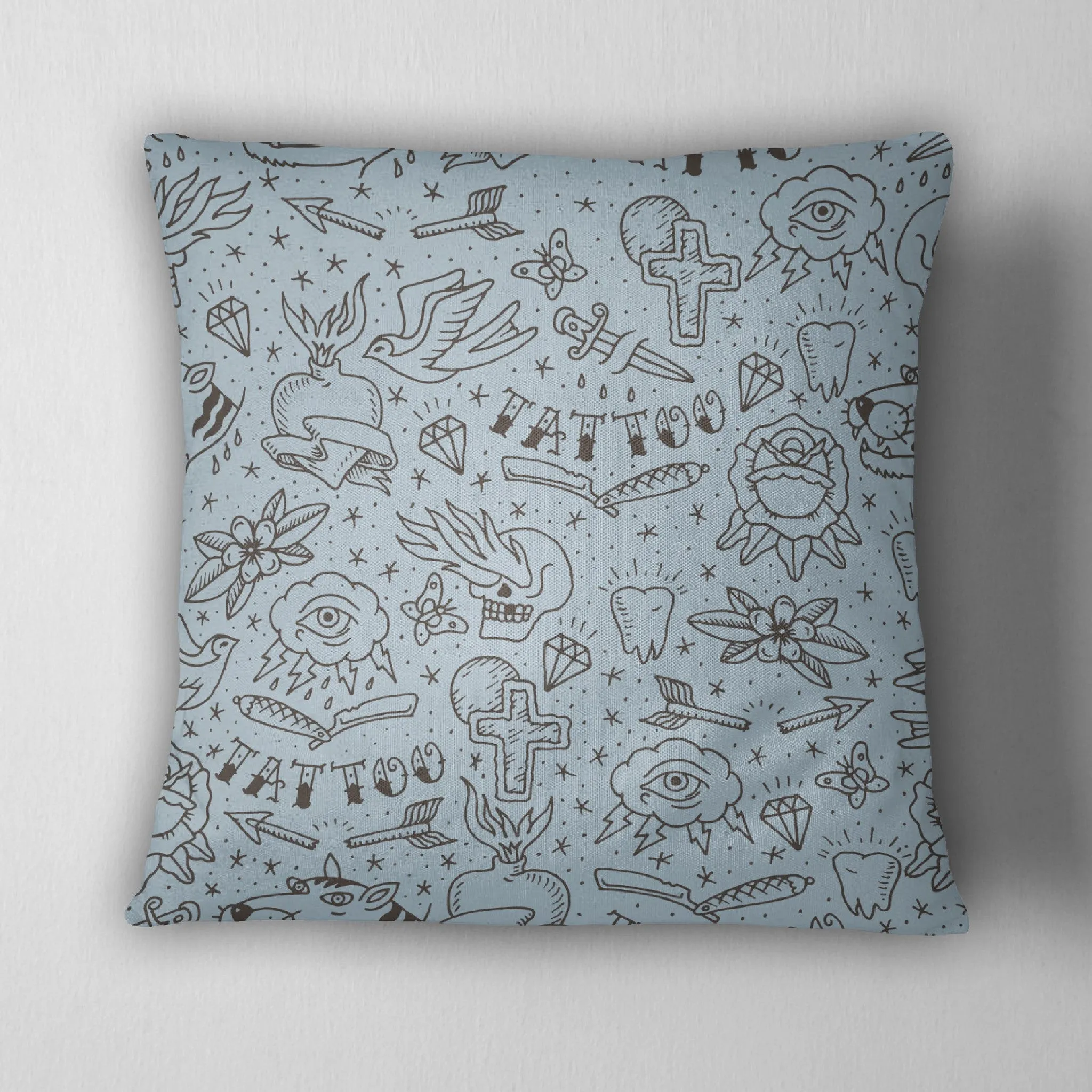 Hand Drawn Tattoo Throw Pillow