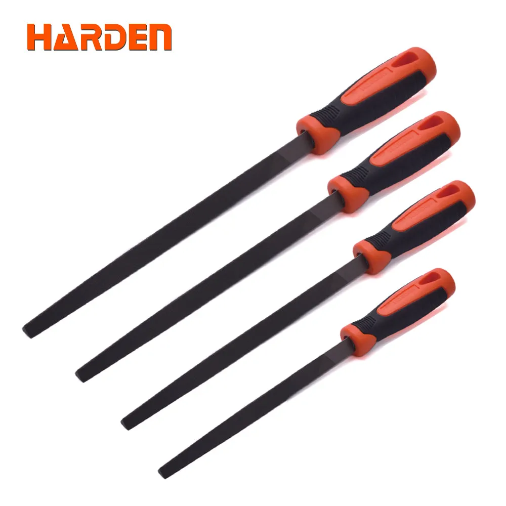 Harden Triangular half smooth file with soft handle 8"