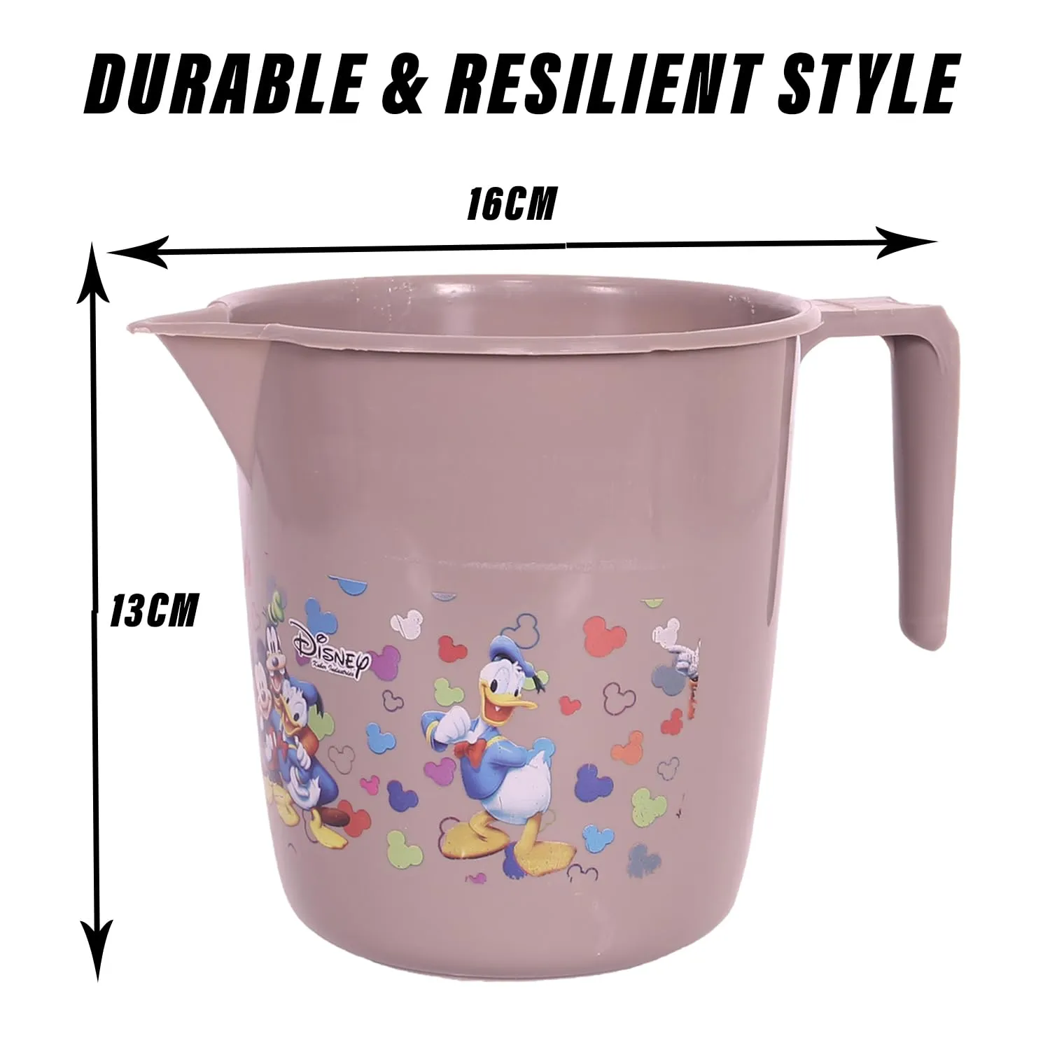 Heart Home Disney Team Bathroom Mug | Plastic Bath Mug for Bathroom | Mug for Bathroom | Mug for Toilet | Washroom Jug | 111 Bath Mug | 1 LTR | Pack of 2 | Multi