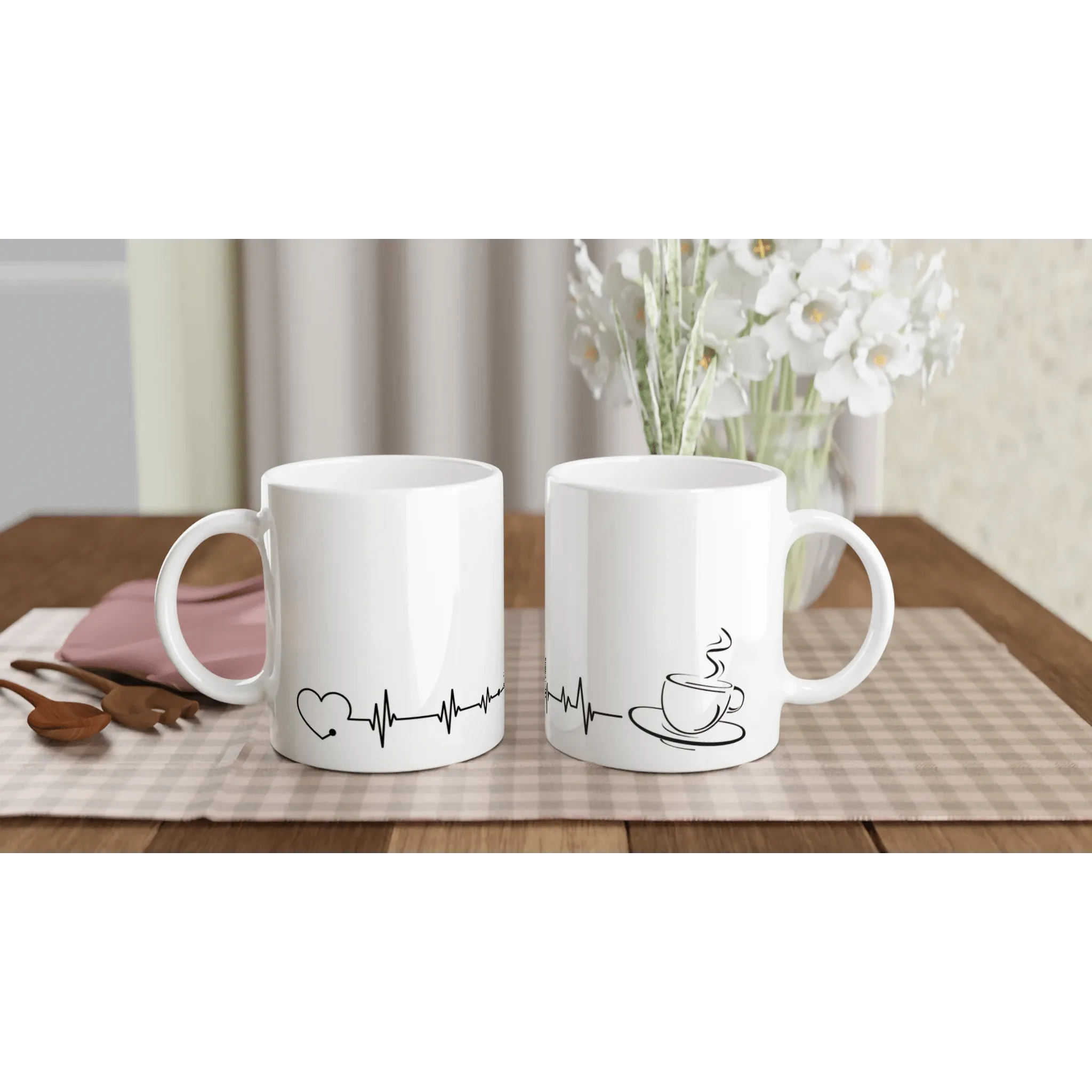 Heartbeat Coffee Mug - White Ceramic Mug