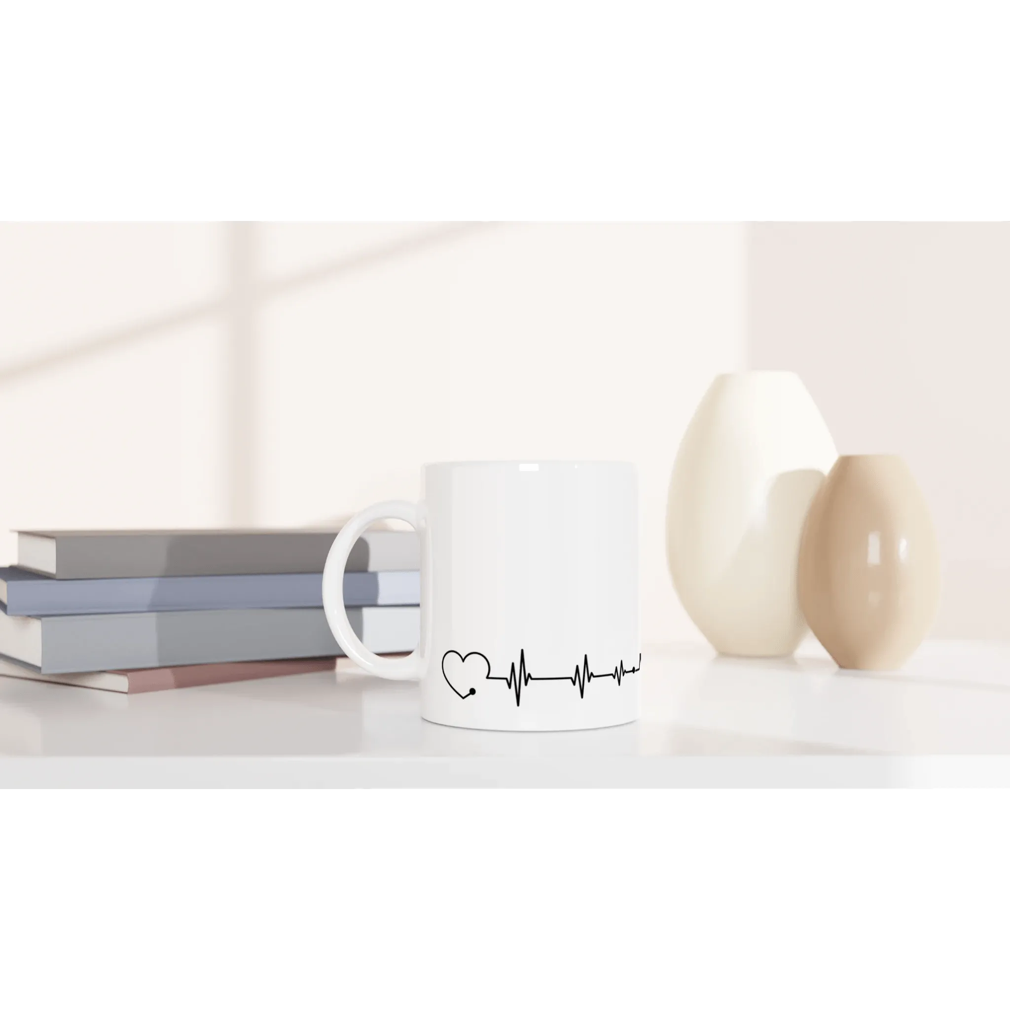 Heartbeat Coffee Mug - White Ceramic Mug