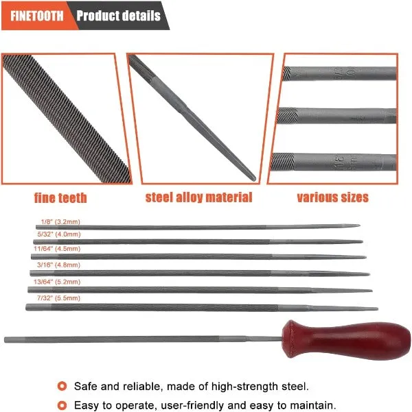 Hipa 12 Pack Chainsaw Sharpening Kit W 5/32 3/16 7/32 1/8 11/64 13/64 inch Round Files Depth & Quick Check Gauge File Guide 6 Inch Flat File for Stihl