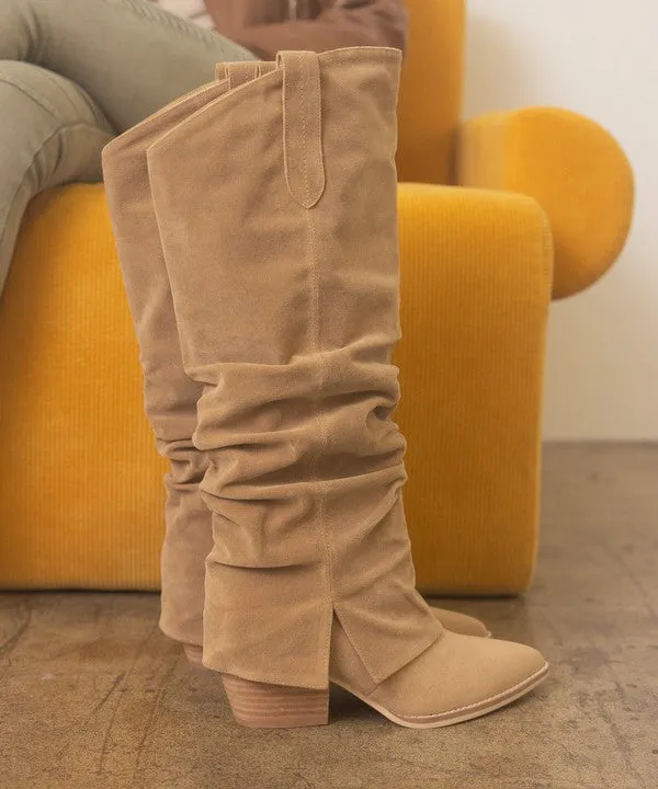 Hot to Trot  - Fold Over Slit Jean Boots